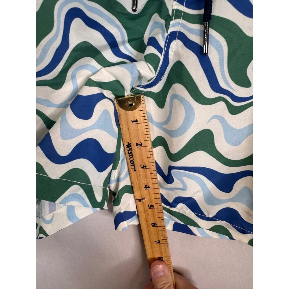 Coast Clothing Co Mens Swirl Print Quick Dry Swim Trunks Green‎ Blue Size M NEW